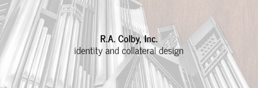 Logo design and collateral for R.A. Colby's Legacy pipe organ service program.