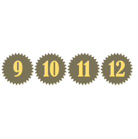 Numbers 9 through 12